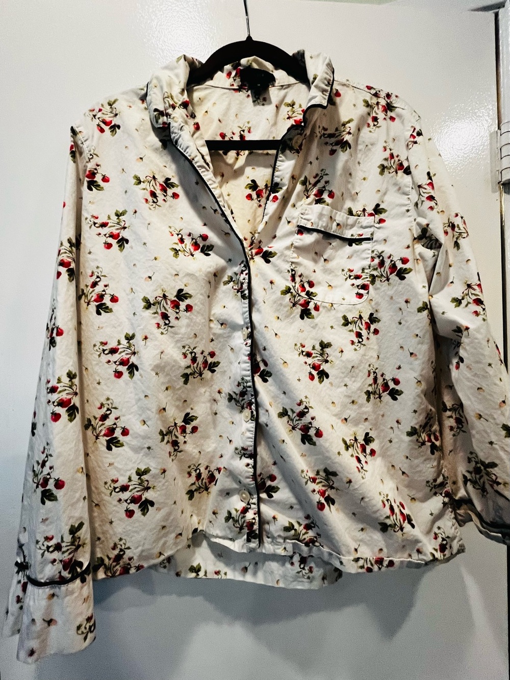 J.Crew Women's White Floral Button-Front pajama top M